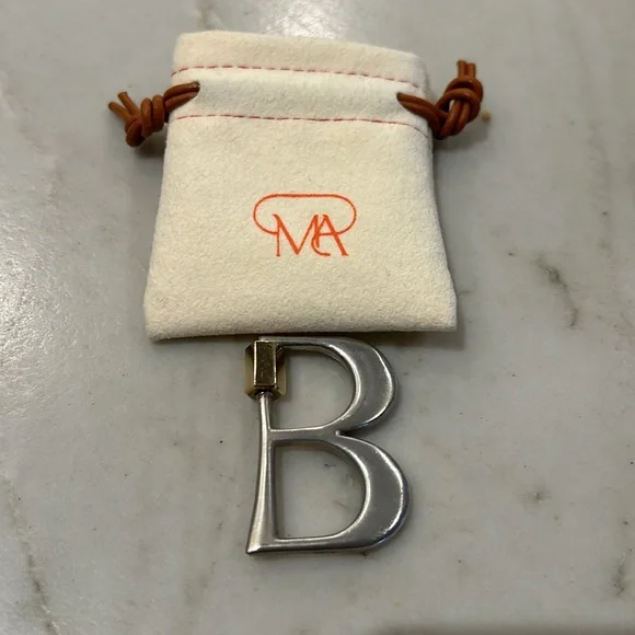 Marla Aaron initial B pendant sterling silver and 14k gold - Picture 5 of 6